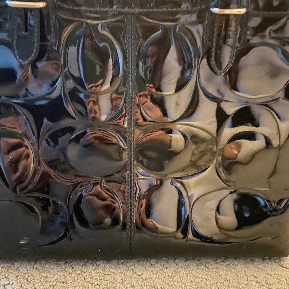 Pattern Leather Black Coach Bag - image 3